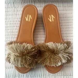 SILVIA COBOS MAMBO SLIP ON SANDALS IN BEIGE NEW